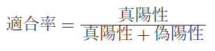 適合率＝真陽性／（真陽性＋偽陽性）