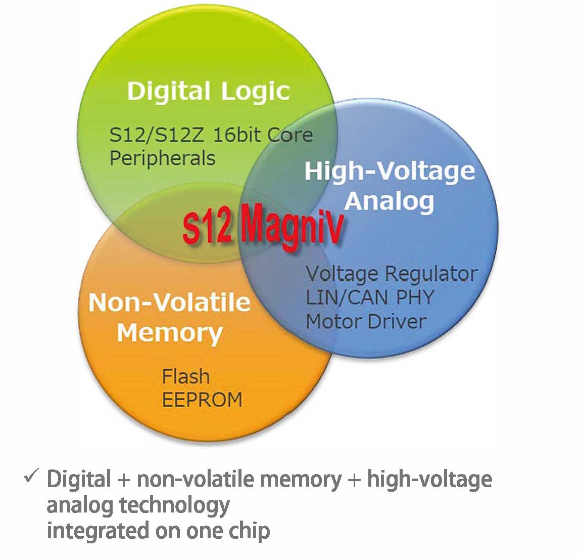 Digital + non-volatile memory + high-voltage analog technology integrated on a single chip