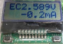 動作確認開始2時間後のEnerCeraの電圧写真